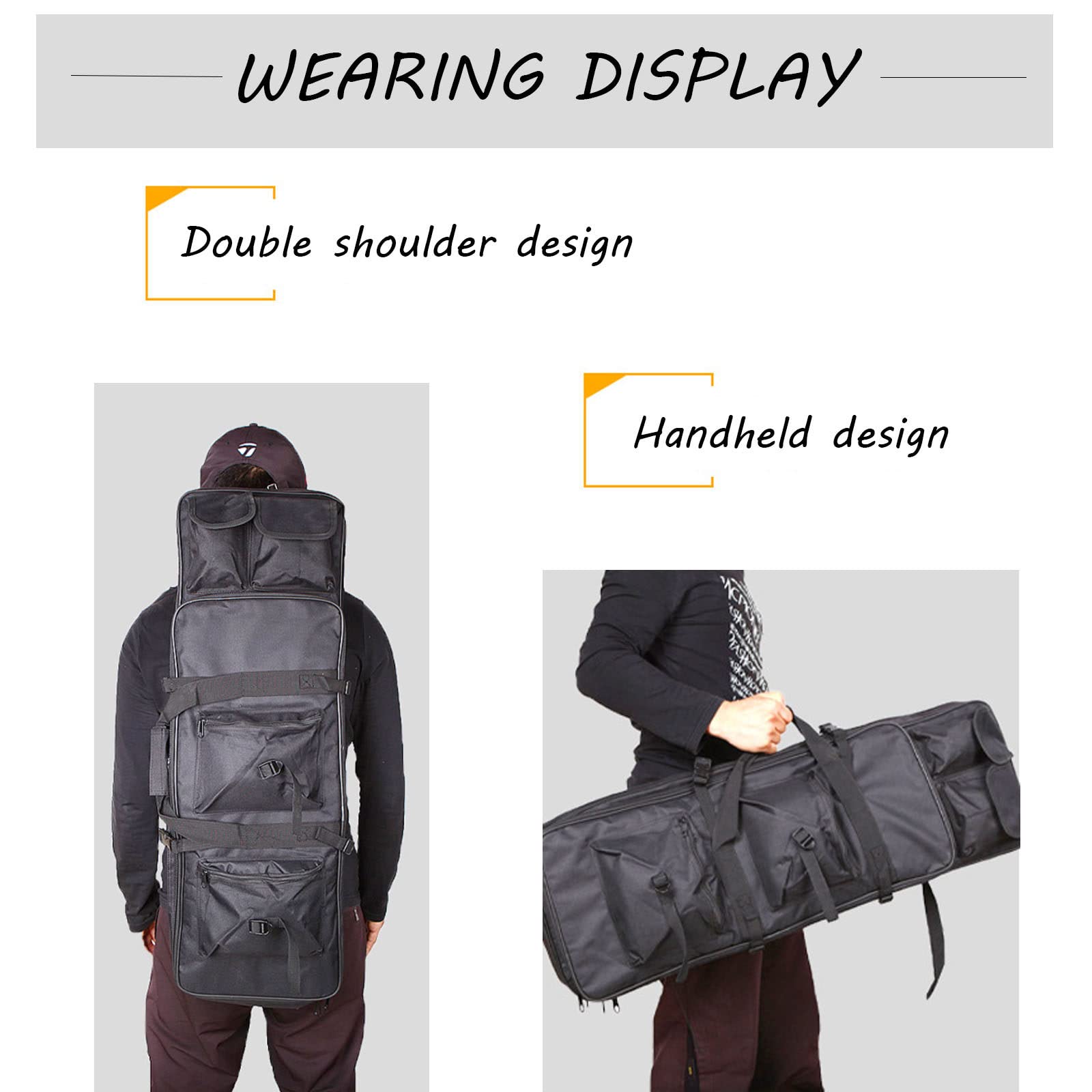Tactical Double Gun Case,wyściełany karabin Plecak do przechowywania zintegrowanych pistoletów i magazynów (3 rozmiary),Kolor:czarny,zielony,żółty,cp,Green-85CM