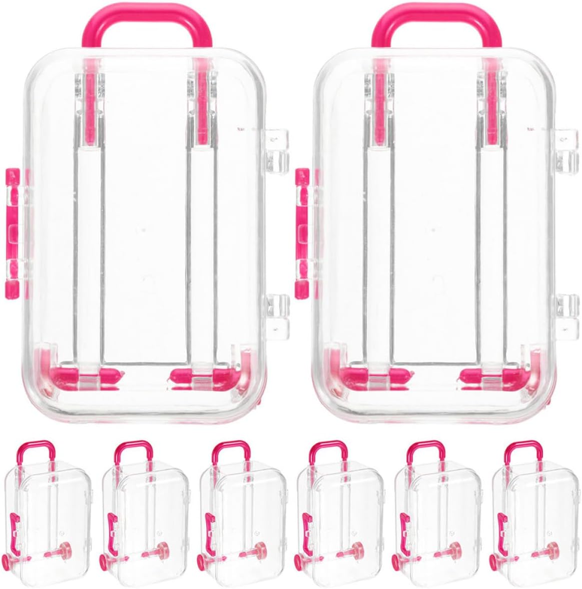 TOMETURE 24pcs Mini Suitcase Candy Boxes with Lid, Small Wedding Favor Packing Boxes for Party Decorations and Birthday in Fuchsia