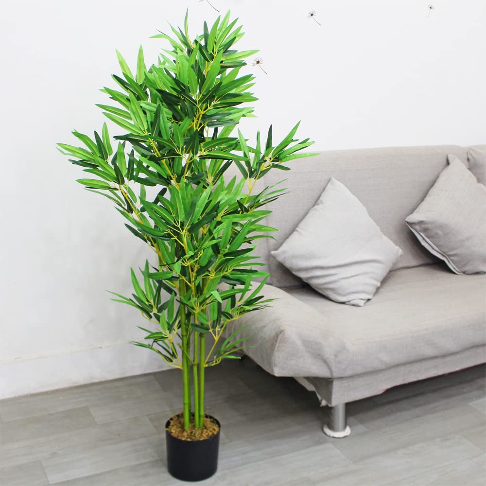Bambou Plante Arbre Artificielle Artificiel 120cm avec Bois véritable Domaine Interne Decovego