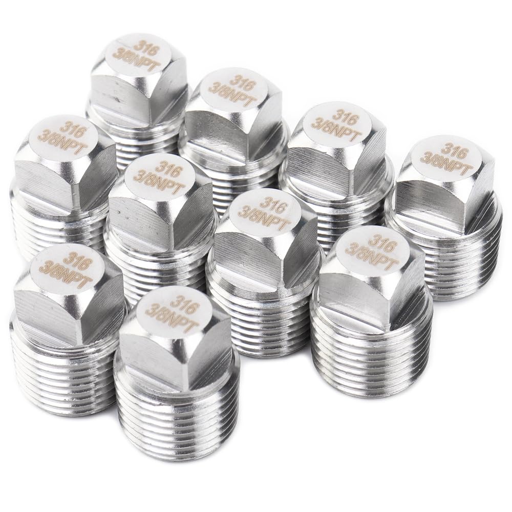 Bouchon à tête carrée 3/8 NPT en acier inoxydable 316 pour raccord de tuyauterie lot de 10