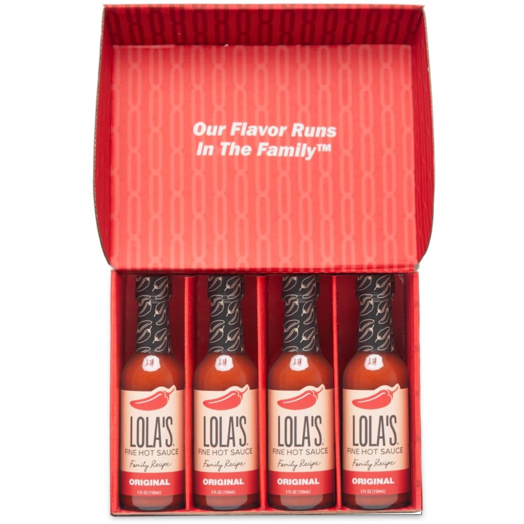 Lola's Fine Hot Sauce Original, All-Natural Red Jalapeños, Habanero, Lime, & Garlic Blend, Gluten-Free, Keto, & Vegan, Family Recipe Hot Sauce for Eggs, Tacos, Meats, & More, 5 oz, 4-Pack