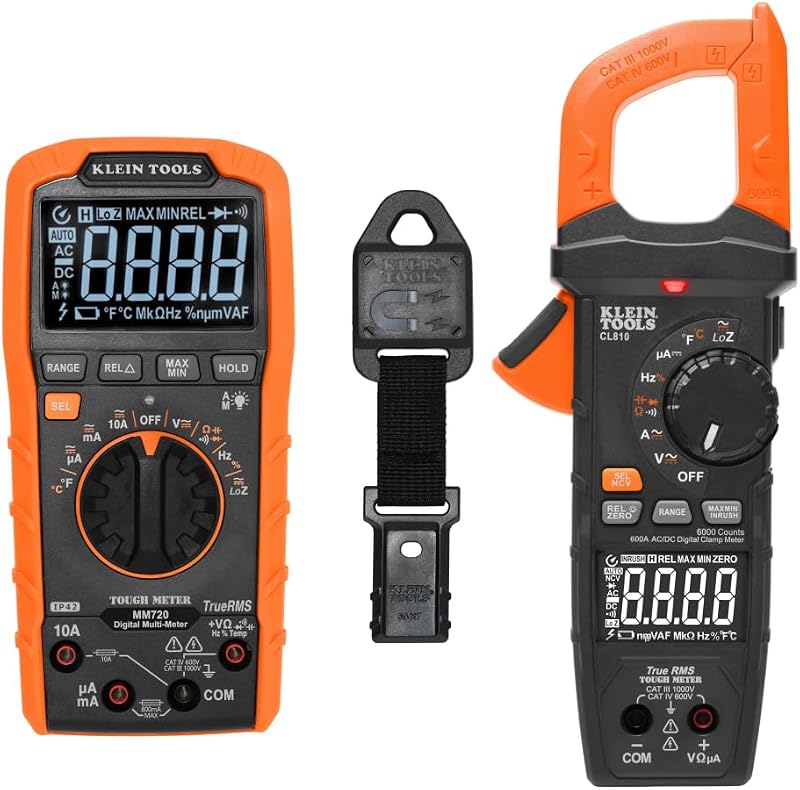 80195 Digital Multimeter and Clamp Meter Kit, Auto-Ranging TRMS Voltage Tester, 1000V AC/DC, Magnetic Hanger, Professional Test Kit