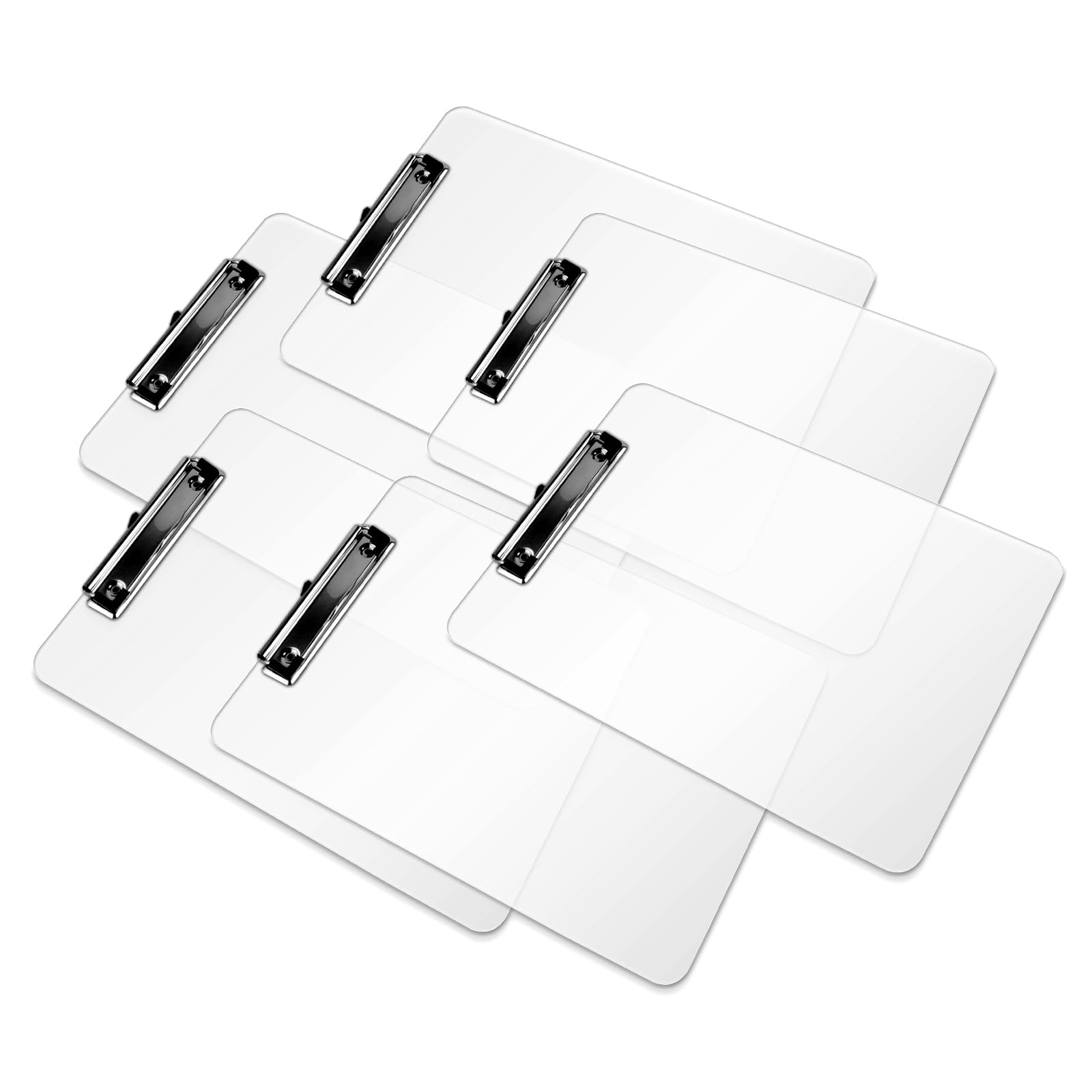 Set di 6 portablocco in plastica trasparente, 8,5 x 11 cm, per aule, studenti, bambini, formato lettera A4, portablocco trasparente, dimensioni 22,9 x 31,8 cm, con clip a basso profilo,