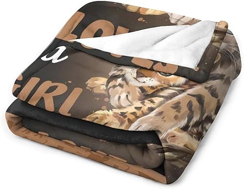 Miniatura 6 de Manta con diseño de gatos, regalos para niñas, mujeres, amantes de los gatos, con texto en inglés "Just A Girl Who Loves Cat", manta de forro polar