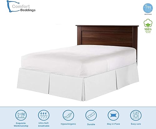 Miniatura 2 de Comfort Beddings - Falda de cama tamaño King, estilo plisado, 100% tela de mezcla de algodón, ajuste a medida de alta calidad, 1 falda de cama