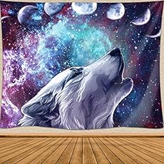 Image of JOYSOG Wolf Moon Tapestry. Brand catalog list of JOYSOG. 