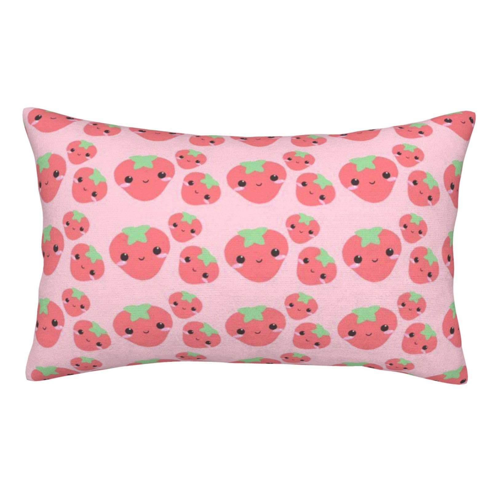 Soft Plush Pillow Cover For Sofa & Bed, Cute Strawberry, Standard Furry Throw Pillow Case 35x50 cm, Decorative Cushion Cover For Bedroom Living Room Decor, Hidden Zipper Pillowcases For All Seasons