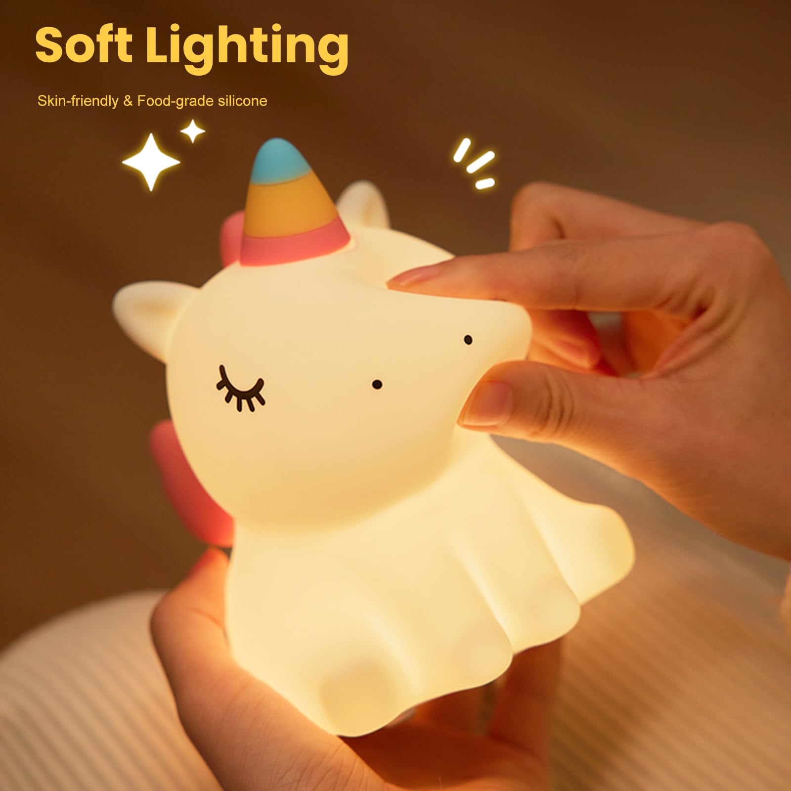 Aurora Luce notturna in silicone - Lampada unicorno per bambini da 0
