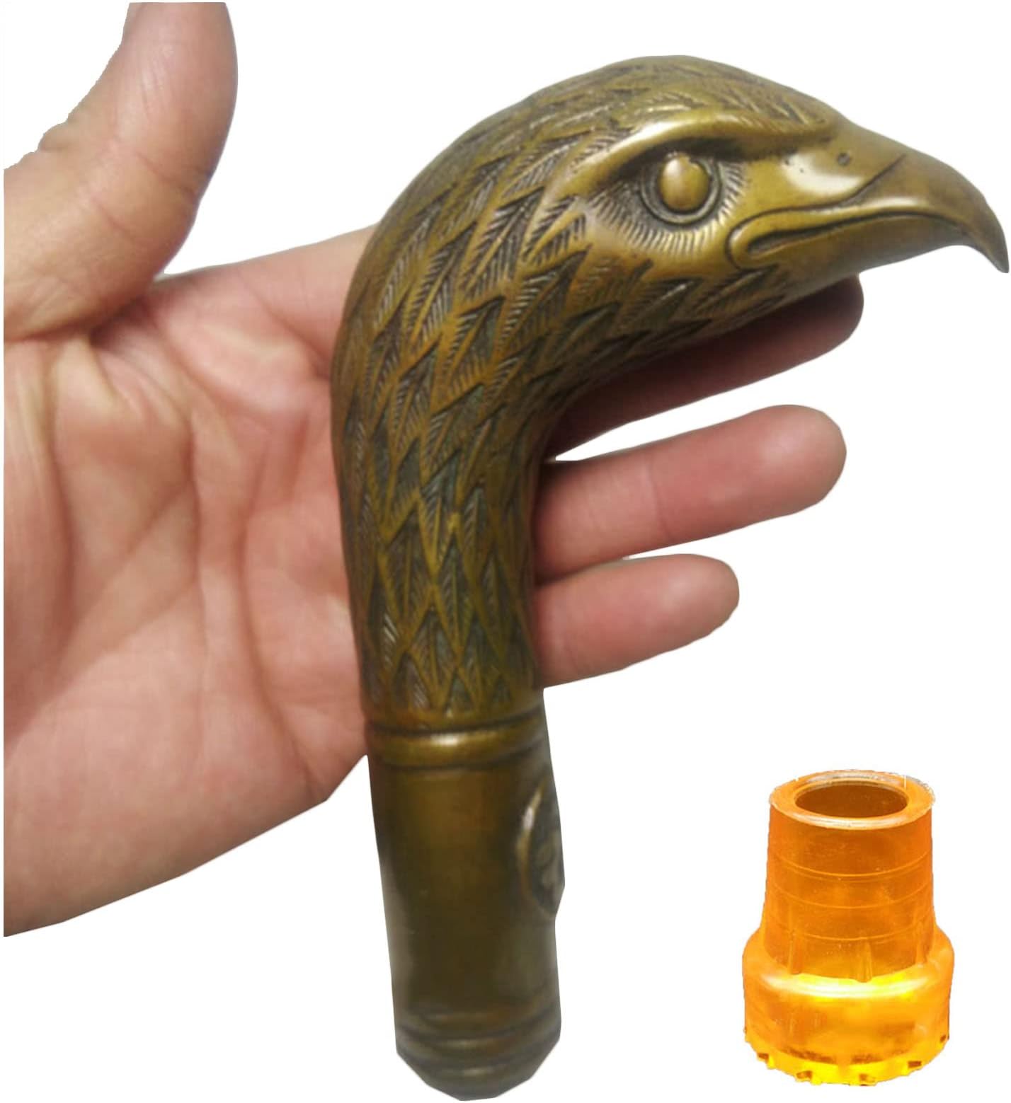 KZ55H Eagle Head Walking Stick Handle - Vintage ​Antique Handle - Vintage Cane Walking Stick Handle with Rubber Ferrules