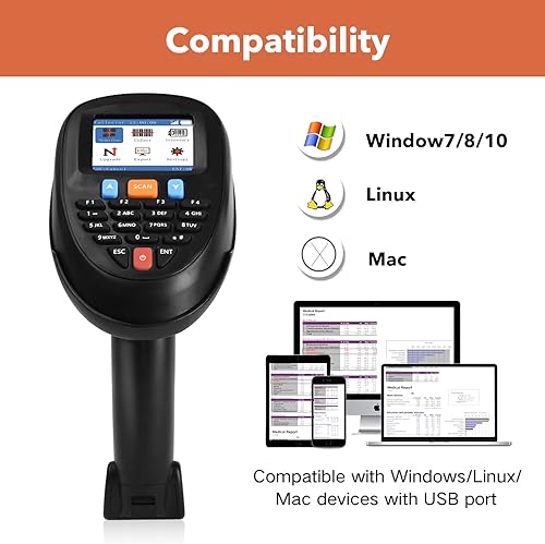 Vista 5 de N6 - Escáner de código de barras inalámbrico de inventario, escáner de código de barras CCD portátil con conexión inalámbrica y con cable de 2.4