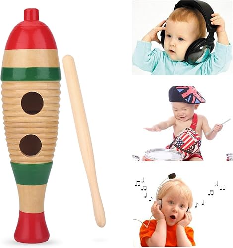 Miniatura 3 de Guiro de madera, colorido pez forma Guiro percusión instrumento musical de percusión instrumento para niños y adultos