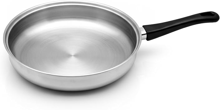 Tuxton Home Reno 10 Inch Open Frypan; Stainless Steel, PFTE & PFOA Free, Freezer to Oven Safe, Induction Compatible