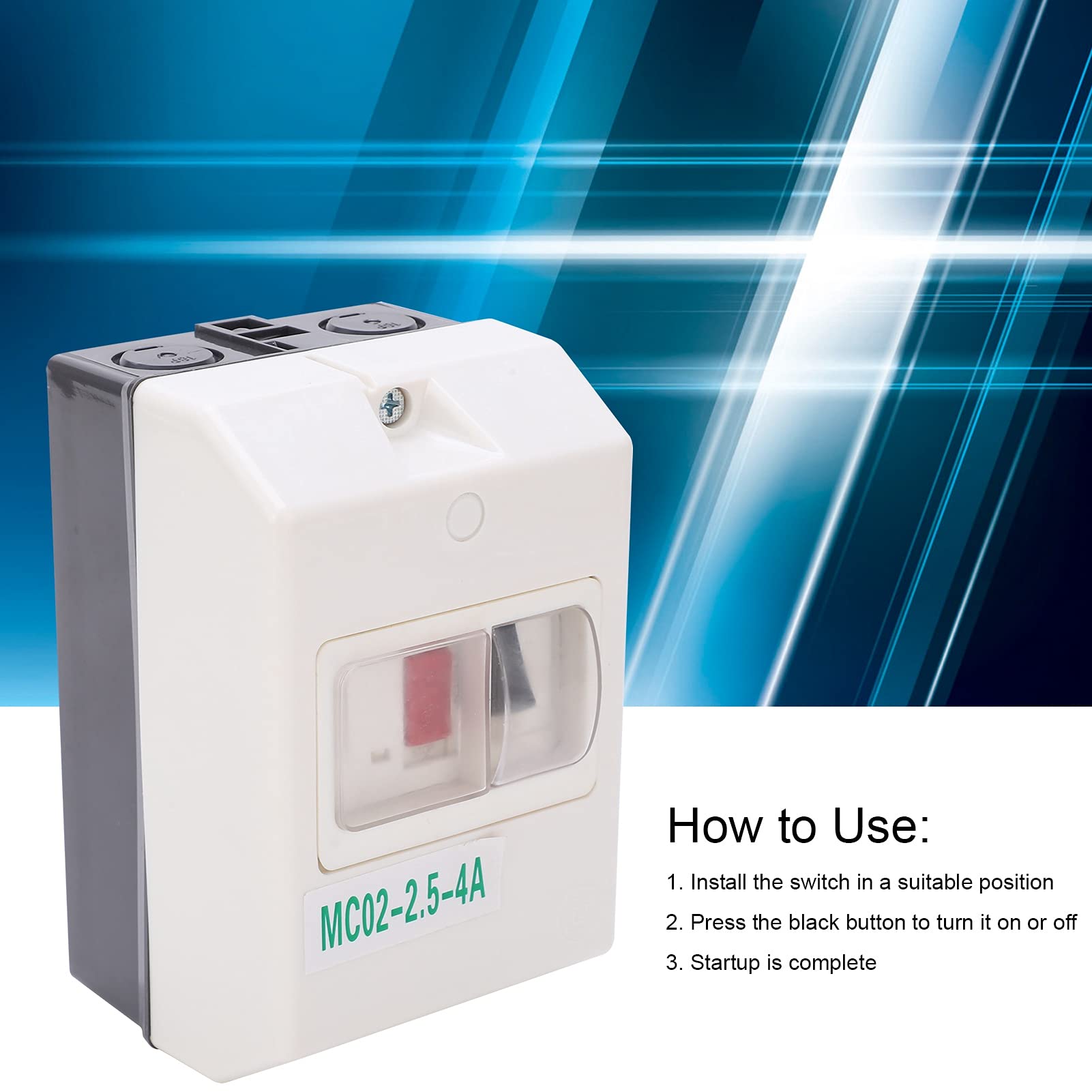 Interruttore Automatico Motore, MC02‑2.5‑4A 50/60Hz Interruttore Protezione Motore IP55 Isolatore Controller Circuito Impermeabile Componenti Elettronici per Motore Elettrico 220