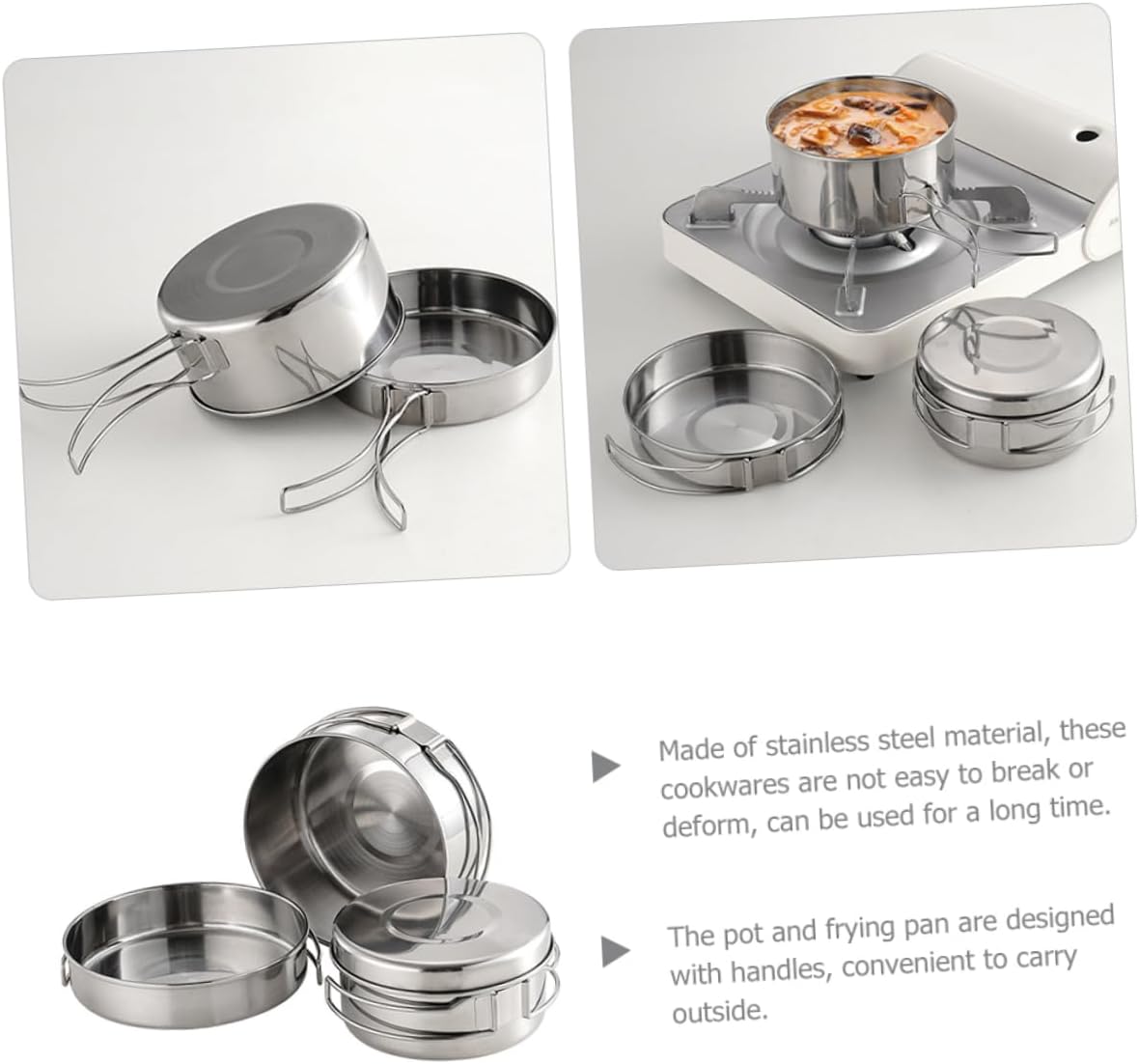 YARNOW Combination Camping Cookware Portable Pot Pan Non-Stick Camping Cookware