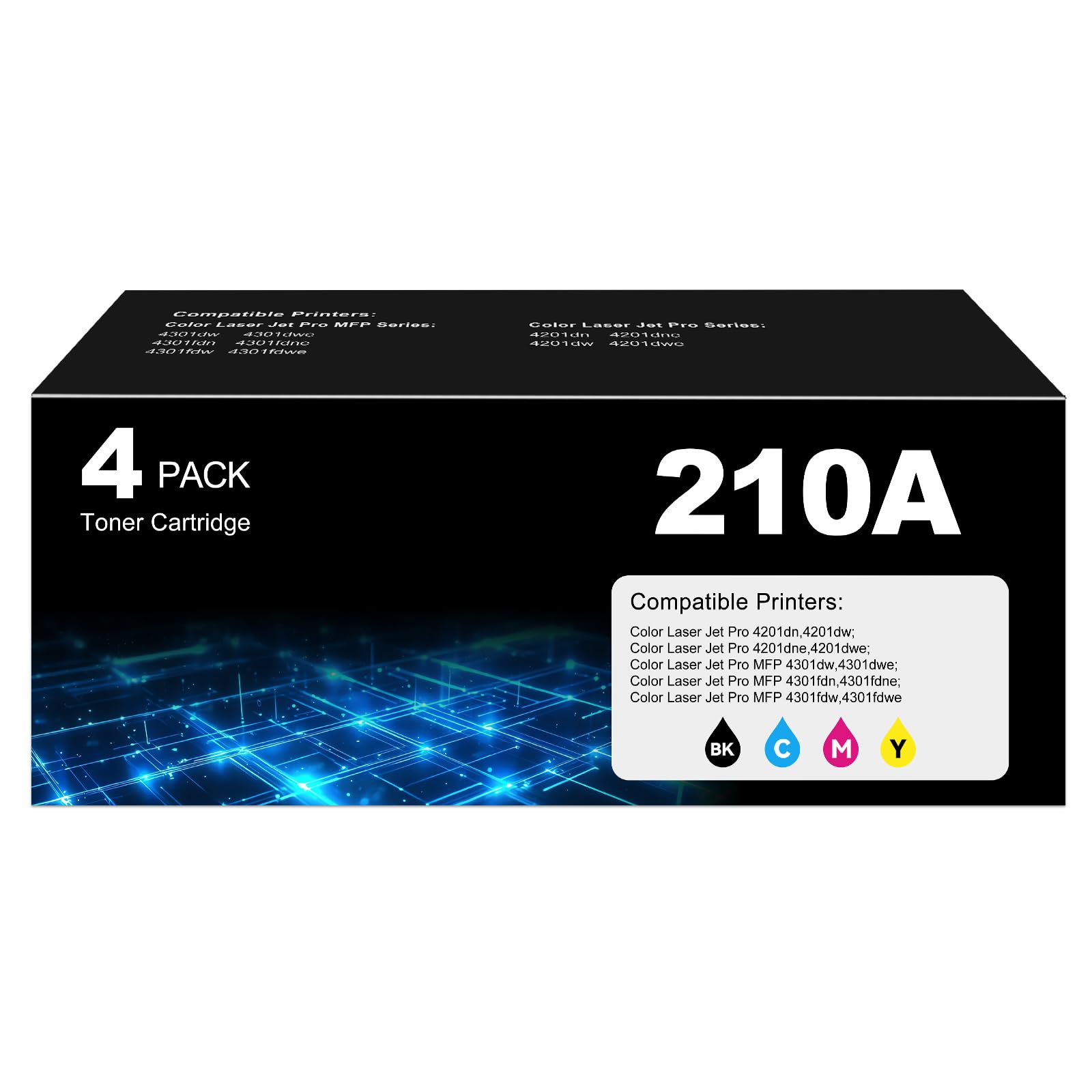210A 210X Toner Cartridges 4 Pack for Color Laser Jet Pro 4201dw MFP 4301fdw Compatible with HP 210A Toner Cartridges for HP210X HP210A Color Laser Jet Pro 4201dn 4201dw MFP 4301fdn 4301dw 4301fdw