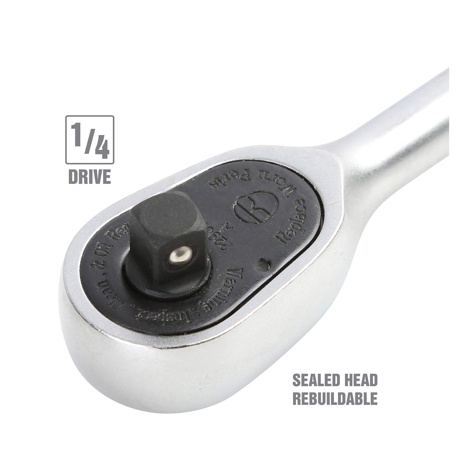 OEMTOOLS 1/4" Ratsche Mit Flachem Kopf – 10,4 Cm, 36 Zähne, Satiniert, Für Enge Räume, Wärmebehandelter Stahl