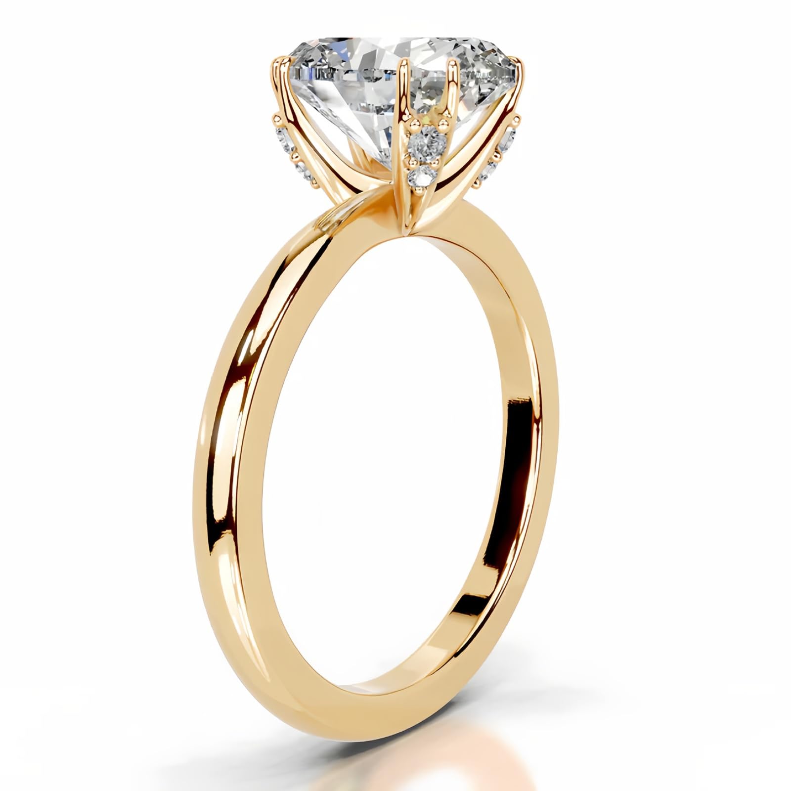 Anillo de oro amarillo para mujer, anillo con moissanita ovalada de
