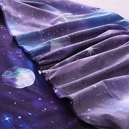 A Nice Night Galaxy 3D Printing Bed Sheet Bedding Set, Soft Microfiber Fitted Sheet Set，Galaxy Themed Sheets 4 Pcs Flat Sheet& Fitted Sheets With 2 Pillowcases (Queen, 07) #TOP7