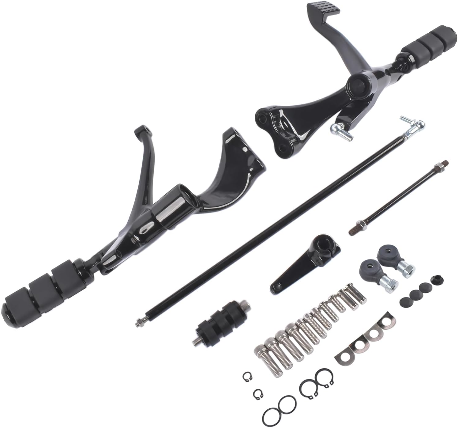Forward Controls Fit for Harley Sportster 2004-2013, Black Aluminum Foot Pegs & Levers Kit. Easy Bolt-On Installation for 883 & 1200 Models. Complete Assemblies for Brake and Shifter Sides.