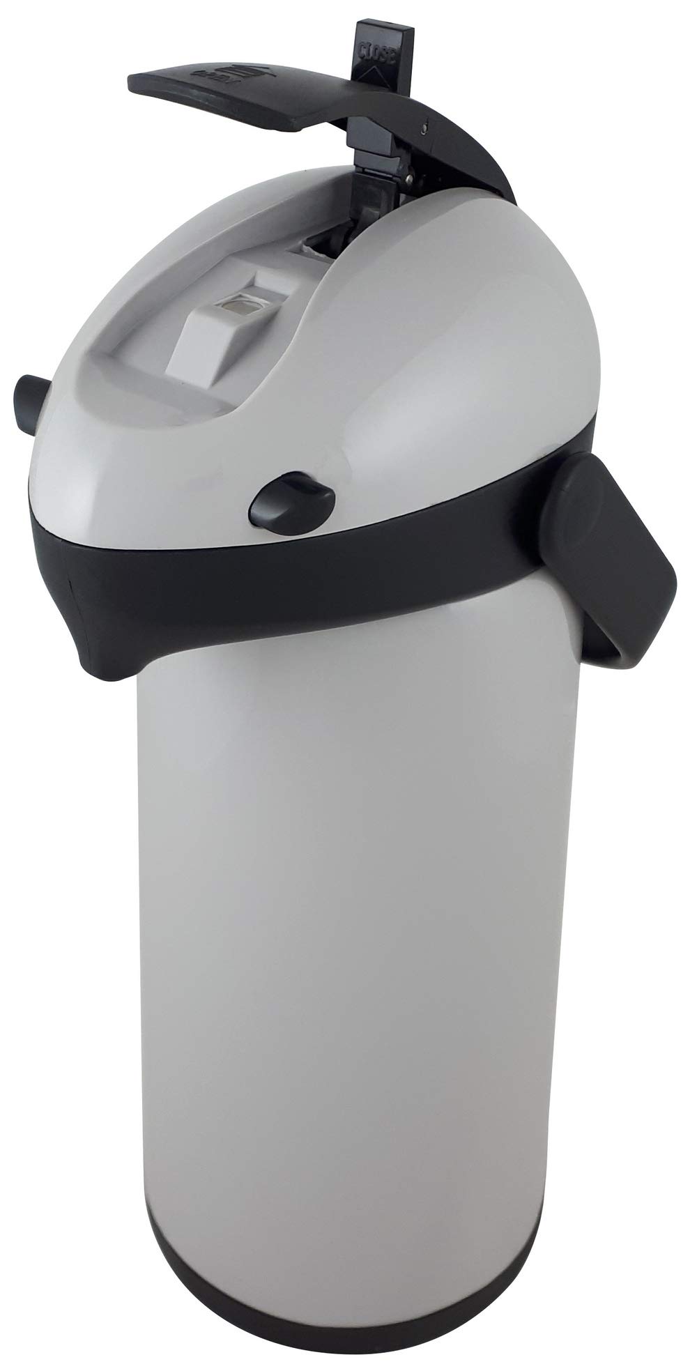 Helios Pump-Isolierkanne Airpot, 1,9 Liter, Kunststoff, grau/schwarz, Einhandbedienung