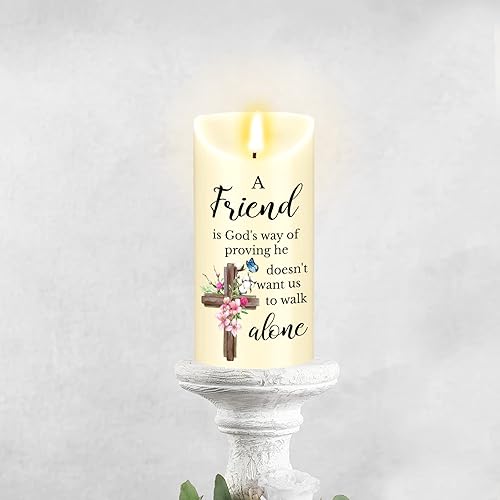 Miniatura 2 de Regalos cristianos de cumpleaños regalos de amistad 3 x 6 pulgadas vela LED que funciona con pilas con citas que un amigo es la manera de demostrar