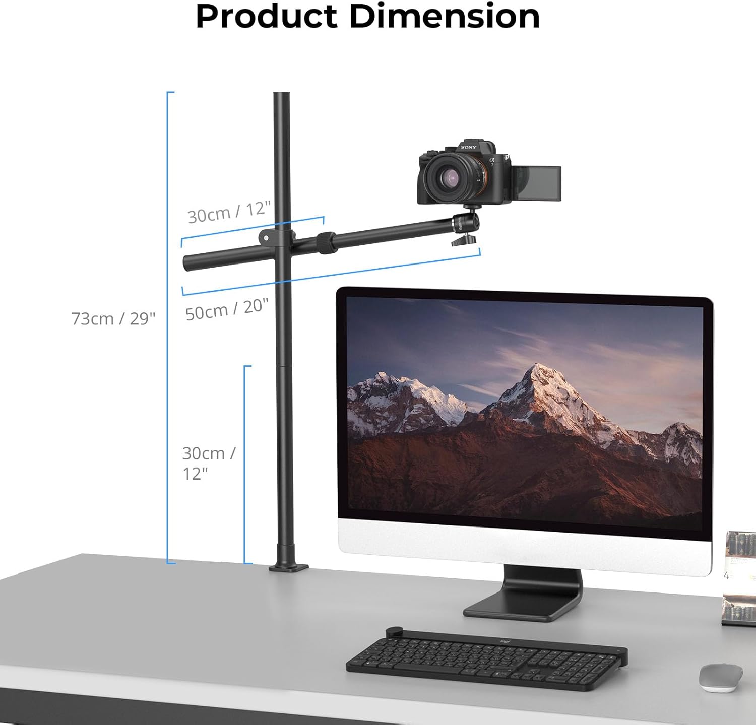 SMALLRIG Camera Desk Mount, Overhead Camera Arm Stand for Desk with 360° Ball Head,for DSLR Cameras, Cell Phones, Lights, Microphones