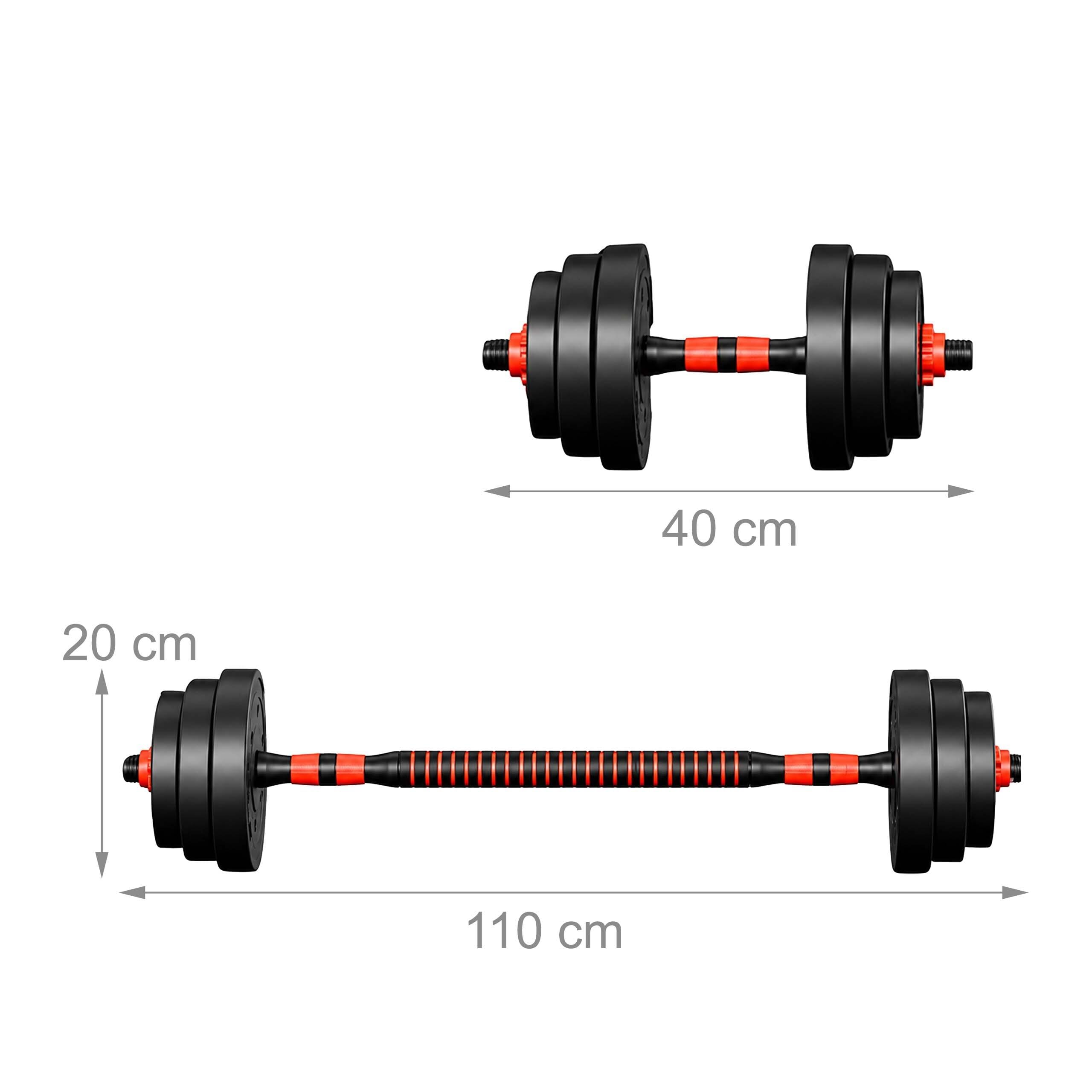 Relaxdays Hantelset verstellbar, 19 kg, mehrfarbigen