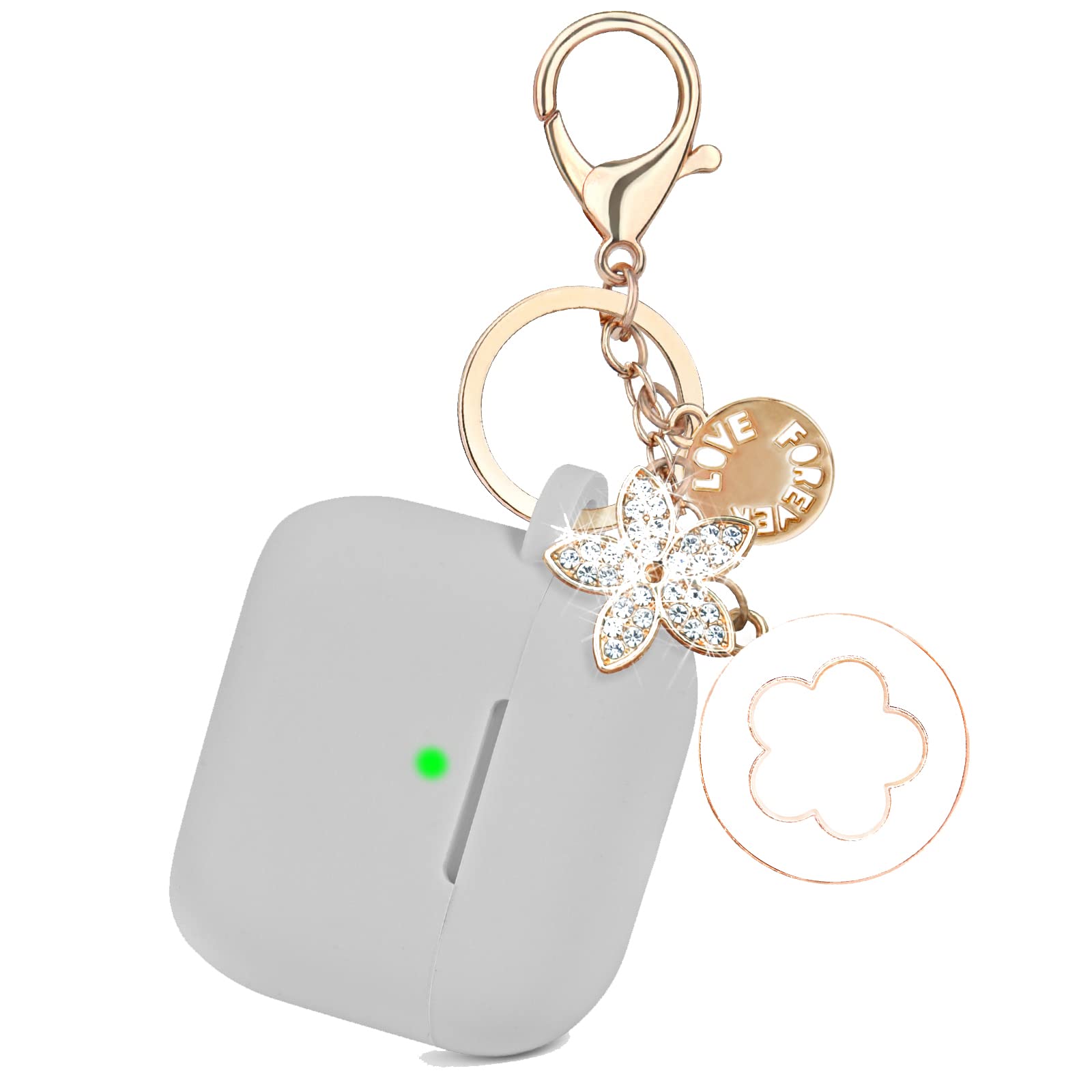 VISOOM Case for Airpods 3 - Airpods 3rd Cases 2021 Silicone for iPod 3 Earbuds Case Cover Women Wireless Charging Case with Accessories Girl Bling Keychain for Apple Ear Buds 3rd Generation (Grey)