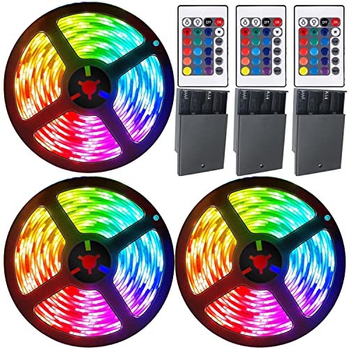 Battery Powered LED Strip Lights 9M/30FT, Color Changing Remote Control 5050 RGB USB Operated