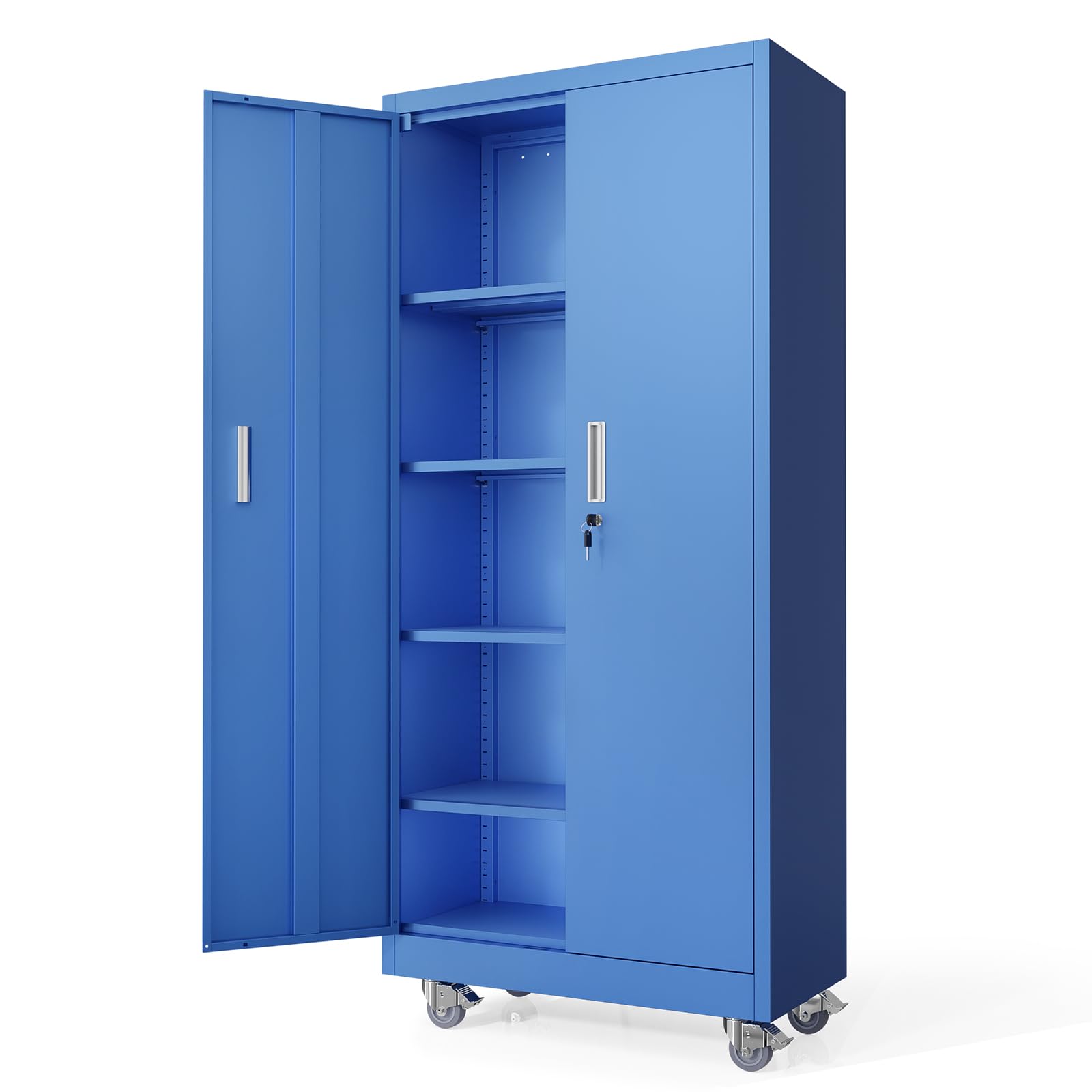 VINGLI Rolling Metal Storage Cabinet with Adjustable Shelves