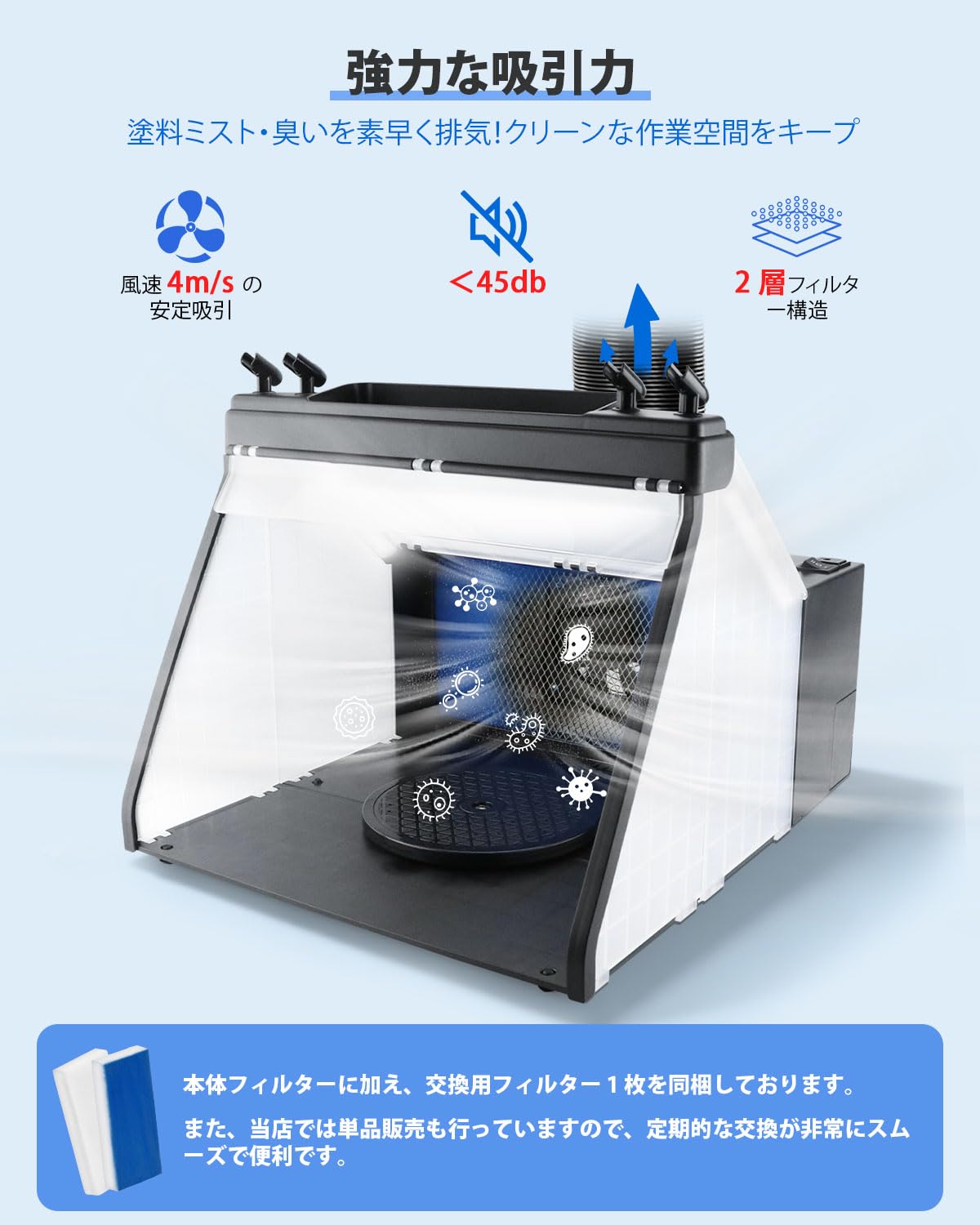 Amazon | Urlife 塗装ブース ブラック仕様 収納トレイ付 L型排気