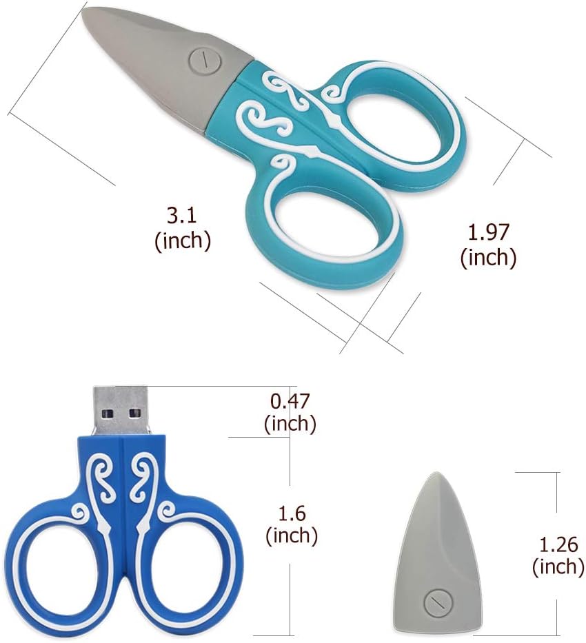 LEIZHAN Cute USB Flash Drive 32GB, 3 Pack Scissors Design Computer Memory Stick USB 2.0 Pendrive for Teachers, Students, Family and Friends