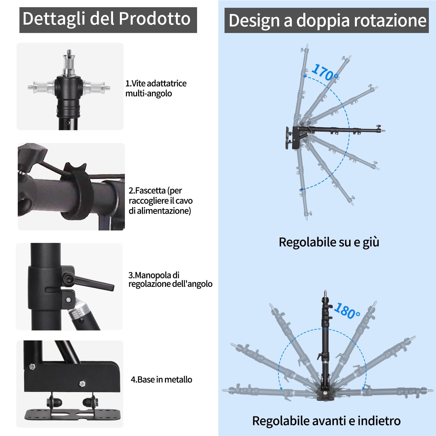 Lampada ad Anello da 25 Pollici con Supporto per Telefono, Braccio Triangolare Regolabile e Montaggio a Parete per Illuminazione Fotografica, Live Streaming, Salone, Estetica, Parrucchiere