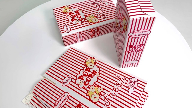 Image of 200 Pack Popcorn Boxes for Party, 1.25 oz Popcorn Containers for Party, Popcorn Boxes Bulk, Red and White Striped Close-Top Cardboard Pop Corners Bags Individual Servings for Movie Night Supplies