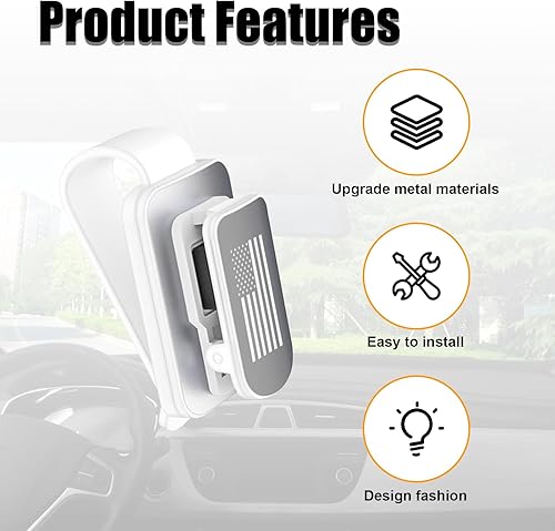 Miniatura 3 de Kewucn Soporte para lentes de sol para visera de automóvil, soporte de metal para colgar anteojos con la bandera de Estados Unidos, clip