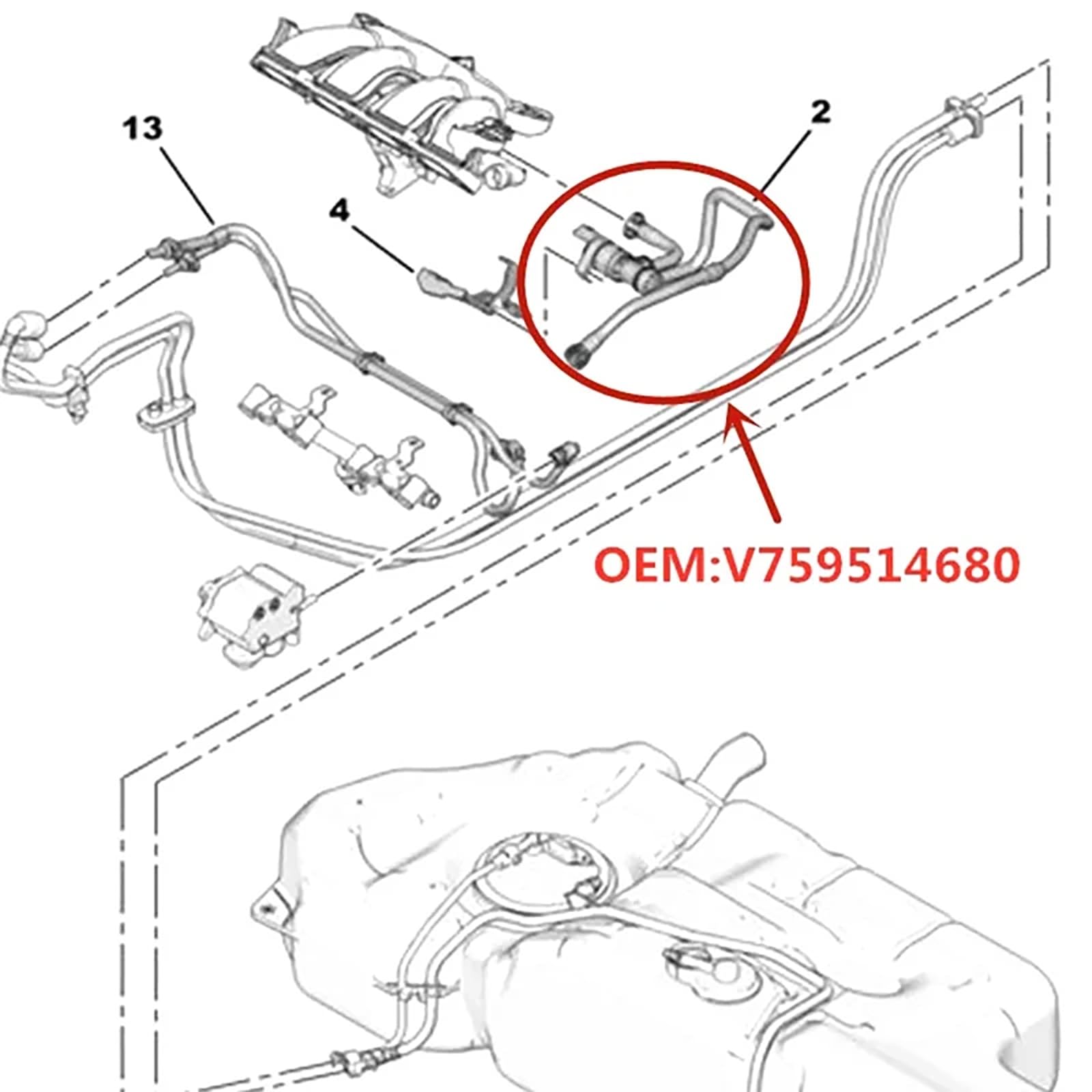 V759514680 Système d'émission de voiture de rechange en plastique Acide magnétique Ajustement facile pour vannes magnétiques de canal 208 308/C4