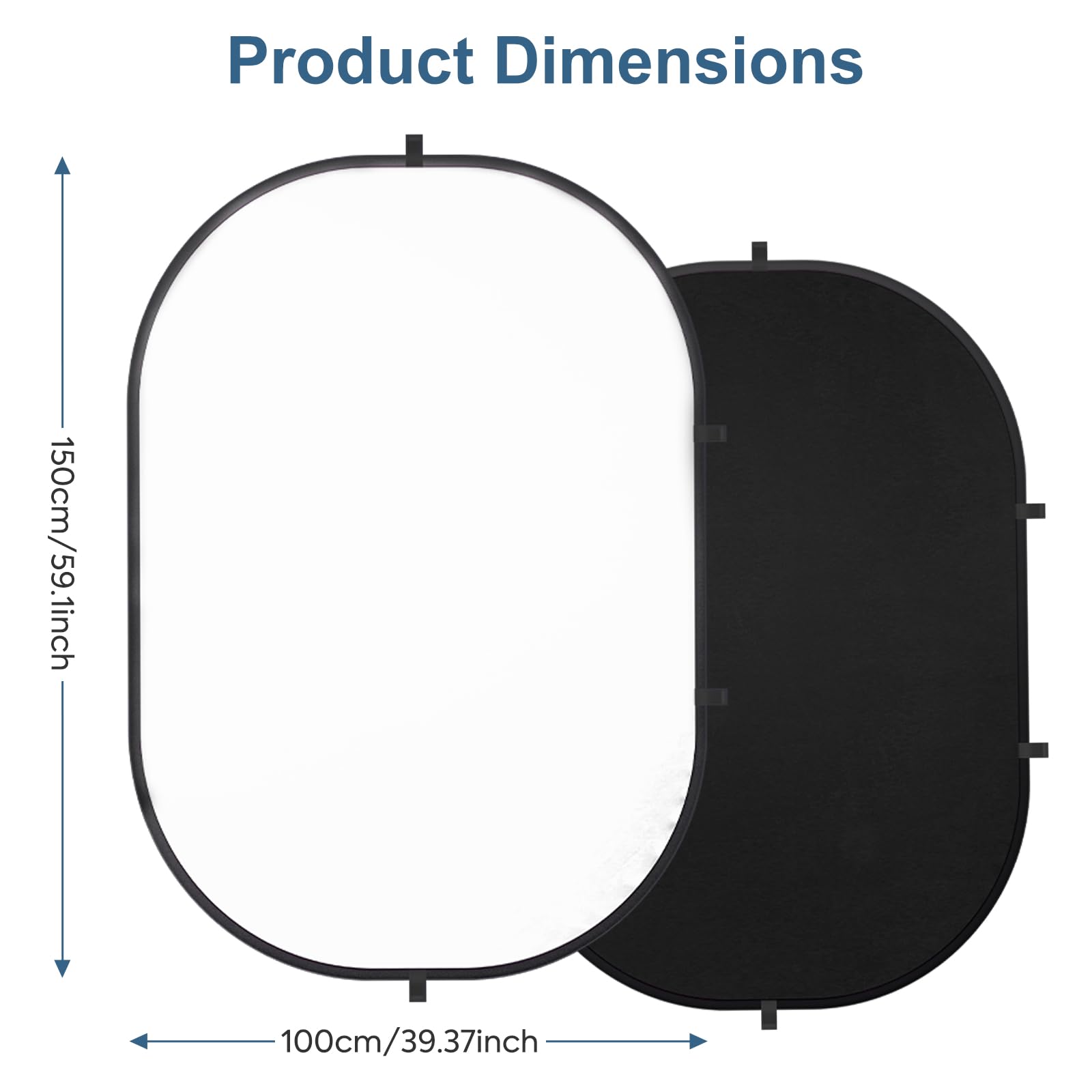 100 x 150 cm sfondo per fotografia, schermo bianco su entrambi i lati e schermo nero, sfondo pieghevole e reversibile 2 in 1 per fotografia, video di YouTube e live streaming