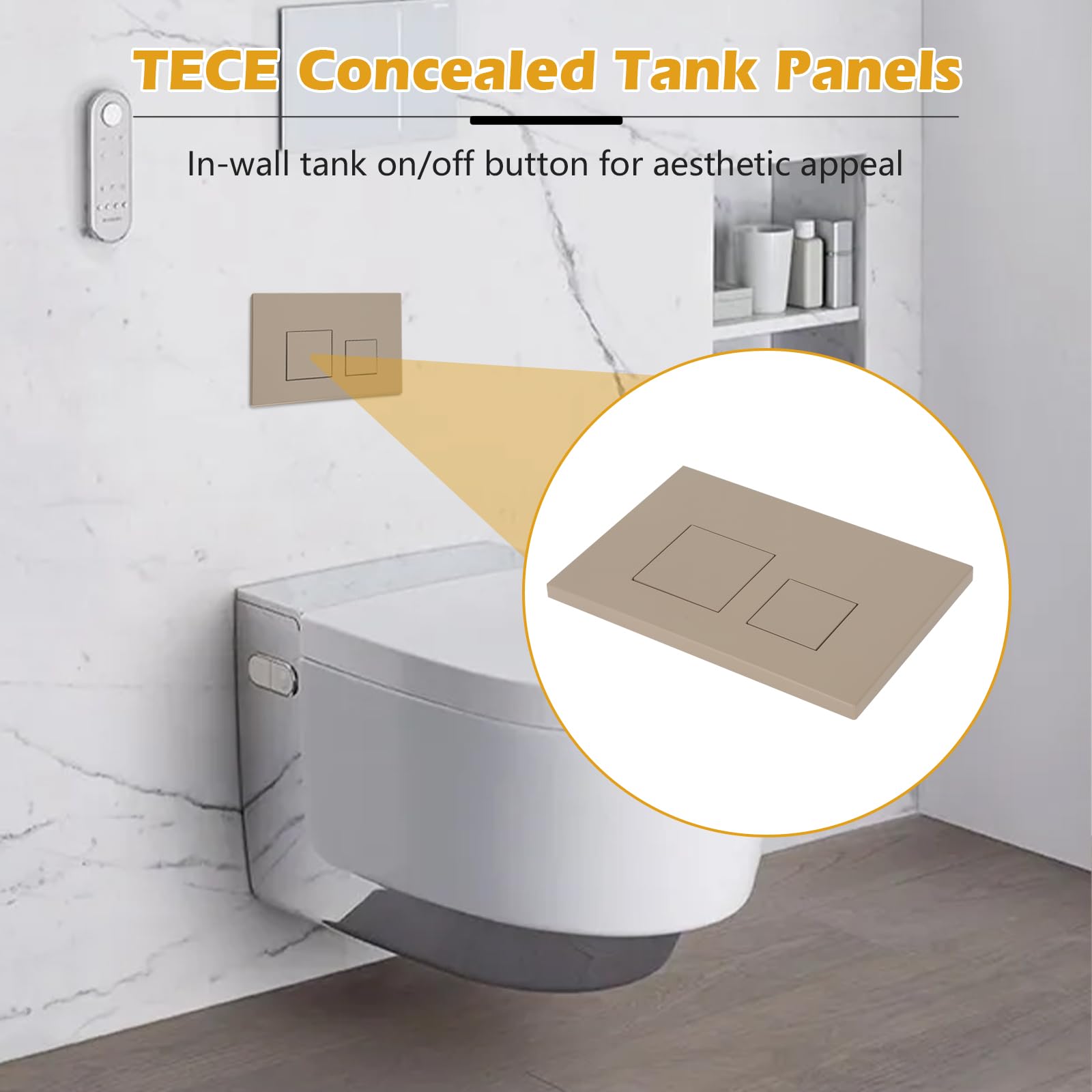 Genérico Placa De Descarga, Accesorios para Inodoro De Doble Descarga, Placa De Descarga De Ahorro De Agua De Material Abs, Reemplazo De Tanque De Inodoro con Placa De Empuje (Khaki)