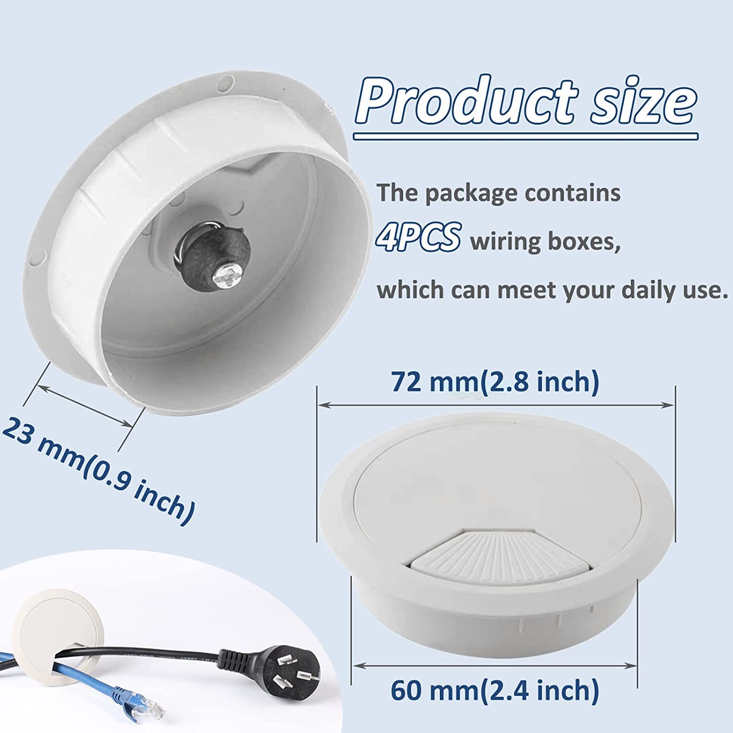 przelotka na biurko Otwór silikonowy osłona wtyczki 60mm kabel biurkowy przelotka 4 szt. Czarny przewód organizery do kabli domu i stołu biurowego Port powierzchniowy(Light Yellow,80MM)