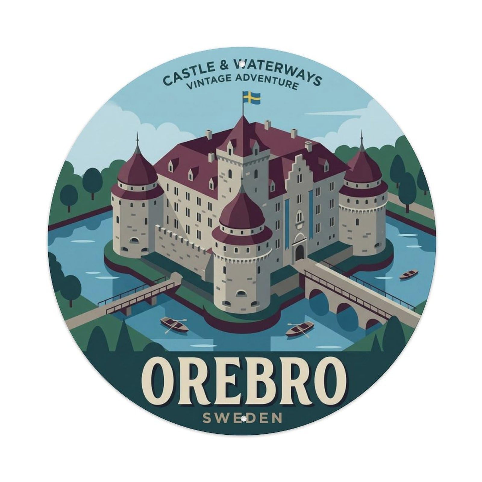 Okahys 8X8inch(20X20cm) Vintage Travel Orebro Sweden Keep Metal Tin Sign