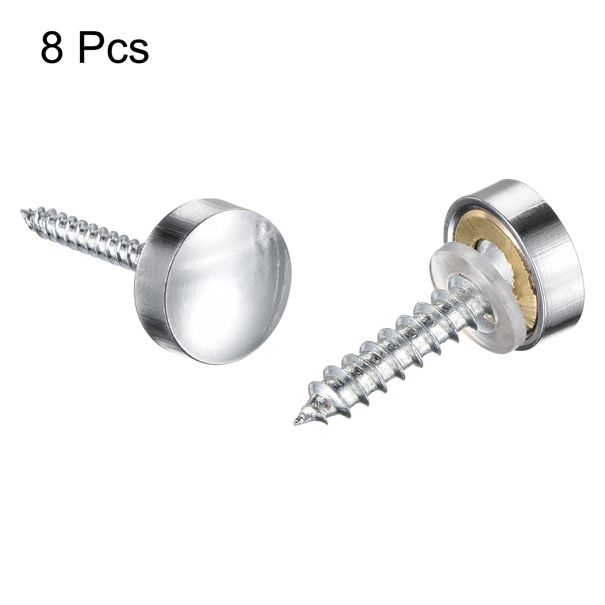 TOP-VIGOR 8Pcs Mirror Screws, 12mm brass Mirror Screws Cap Nail with Washers - Image 3