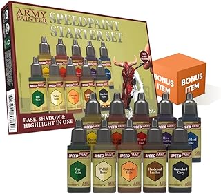 The Army Painter Speedpaint Starter Set - 10x18ml Speed Model Paint Kit Pre Loaded with Mixing Balls and 1 Brush Model Paint Set for Plastic Models with Free Bonus Item…
