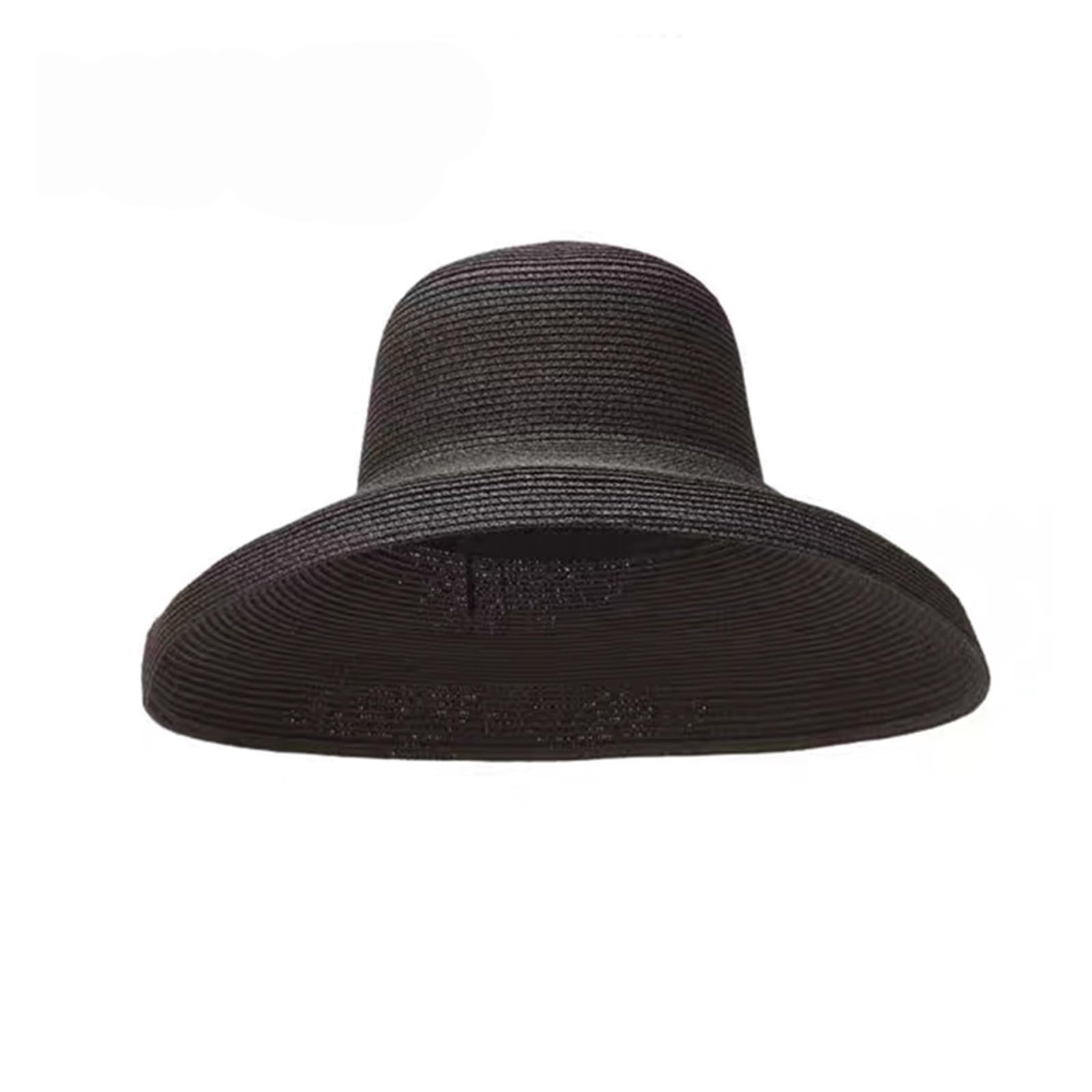 Fasksh Sombrero de paja de verano para mujer, diseño vintage, sombrero de paja de lado ancho, color sólido, para playa, vacaciones, playa, sombrero grande para el sol