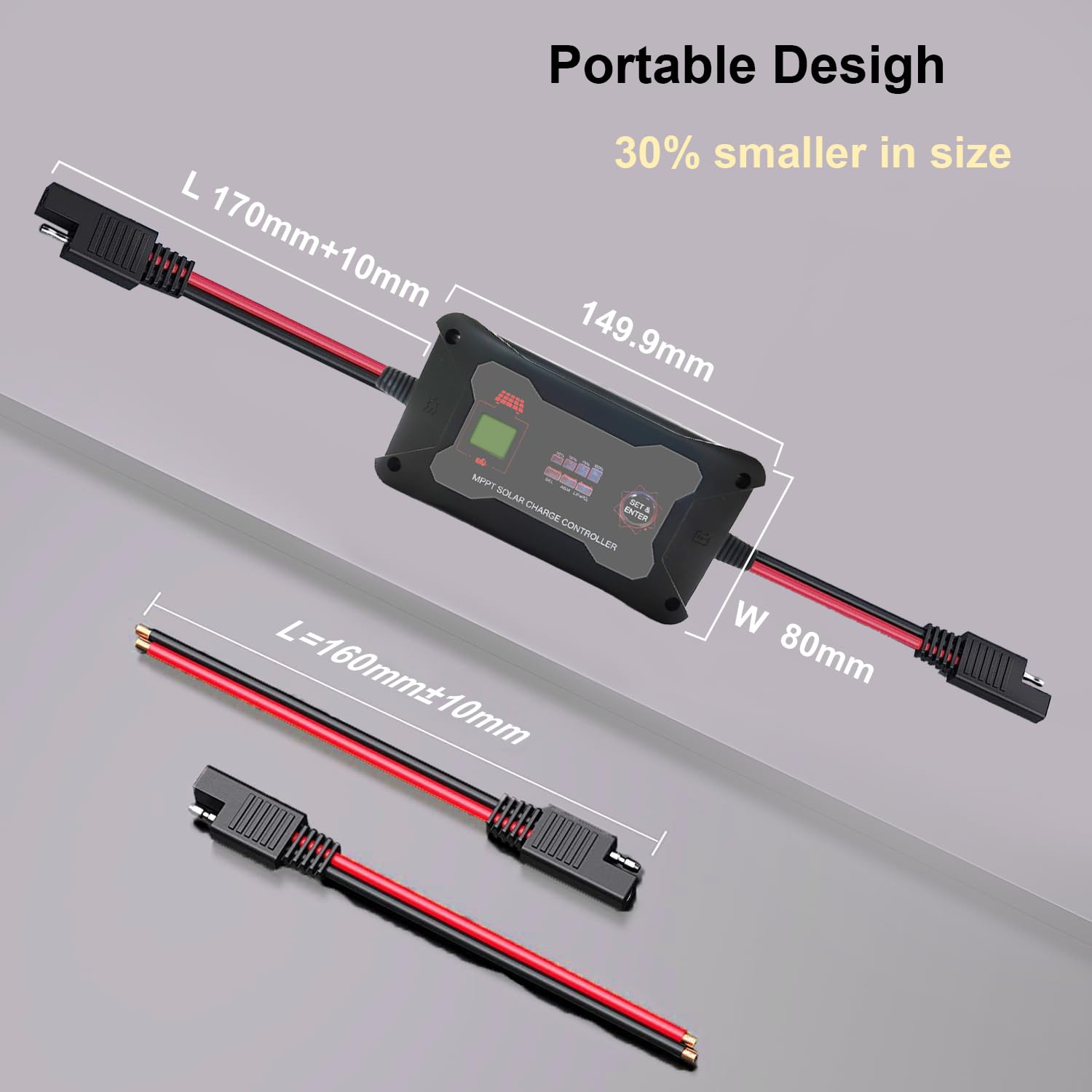 SolaMr 20A MPPT Solar Laderegler 12V/24V Smart Portable Solar Panel Controller Solarregler mit LCD Display und LED für GEL/AGM/Blei-Säure und LiFePO4 Batterie-M2420P