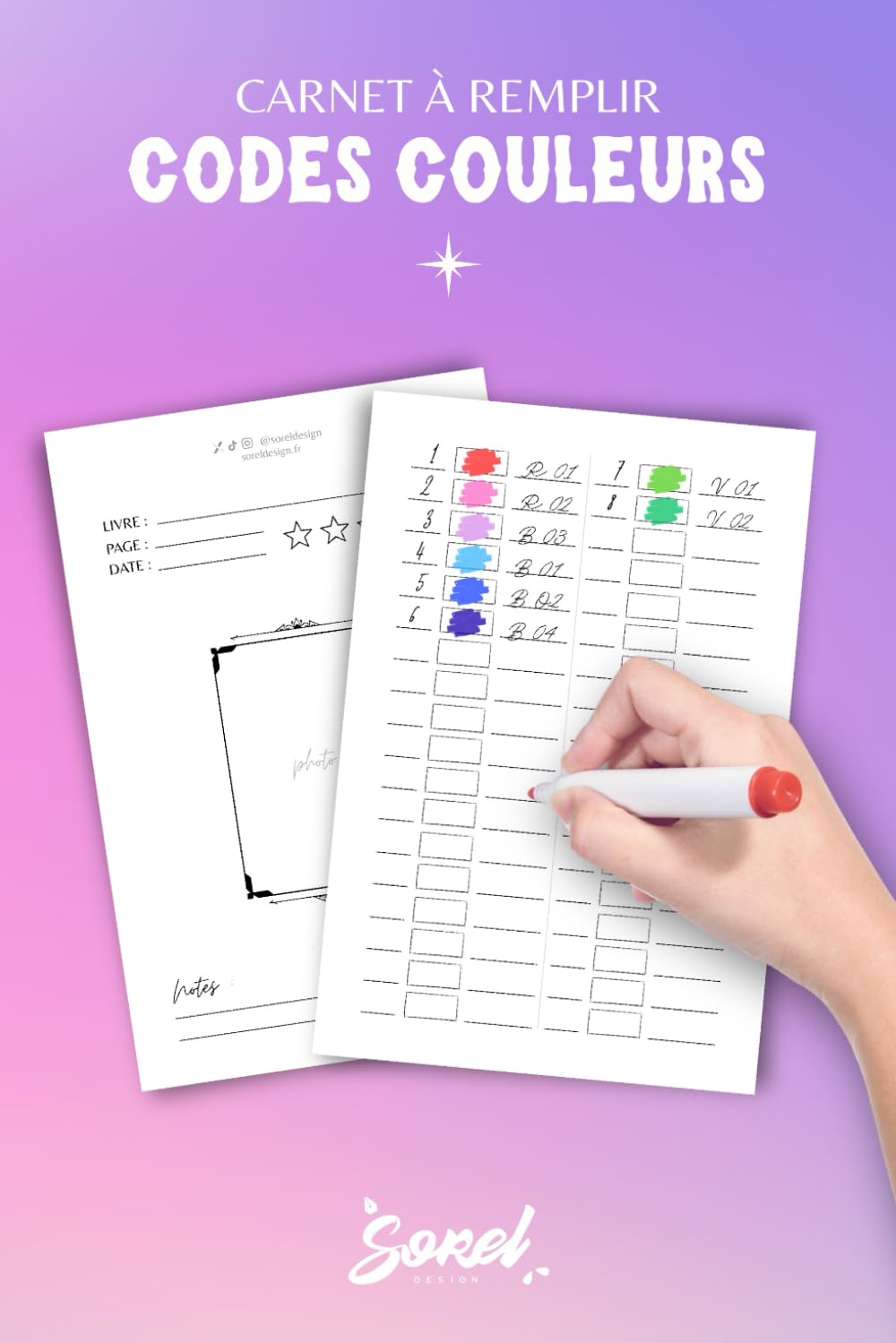Codes couleurs – Carnet à remplir: Carnet de codes couleurs à remplir pour coloriages mystère