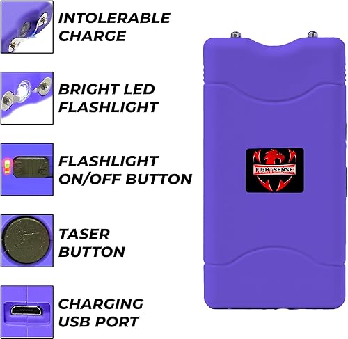Miniatura 2 de FIGHTSENSE Kit de autodefensa de 12 oz en aerosol de pimienta y mini pistola aturdidora para hombres y mujeres, 25 ráfagas, rango de 12 pies, carga