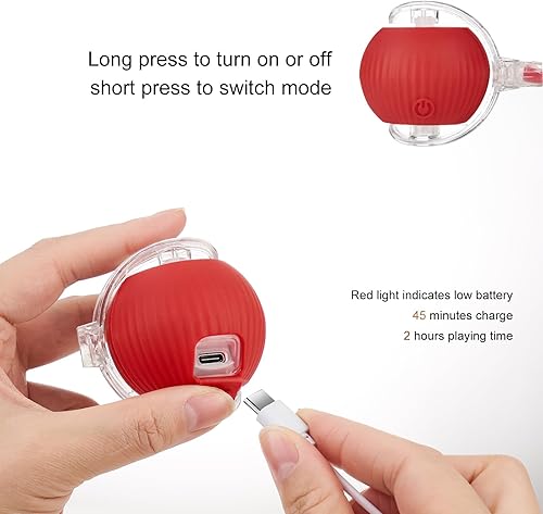 Miniatura 5 de Pelota de juguete interactiva para gatos, recargable y automática inteligente con cola, juguete de movimiento rápido para gatitos aburridos en