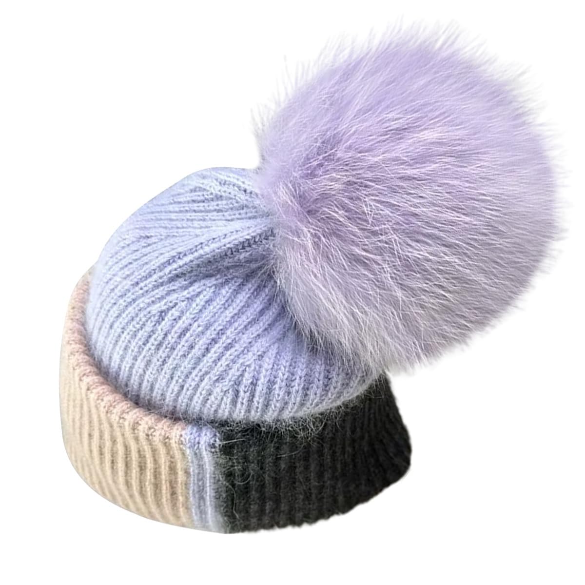 Gorros de Invierno cálidos con pompón Esponjoso, Gorro de Calavera con puños Suaves y acogedores para Mujer
