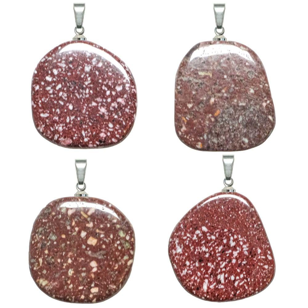 Naturosphère - Bijoux naturels C17 - Pendentif galet plat en porphyre impéral rouge