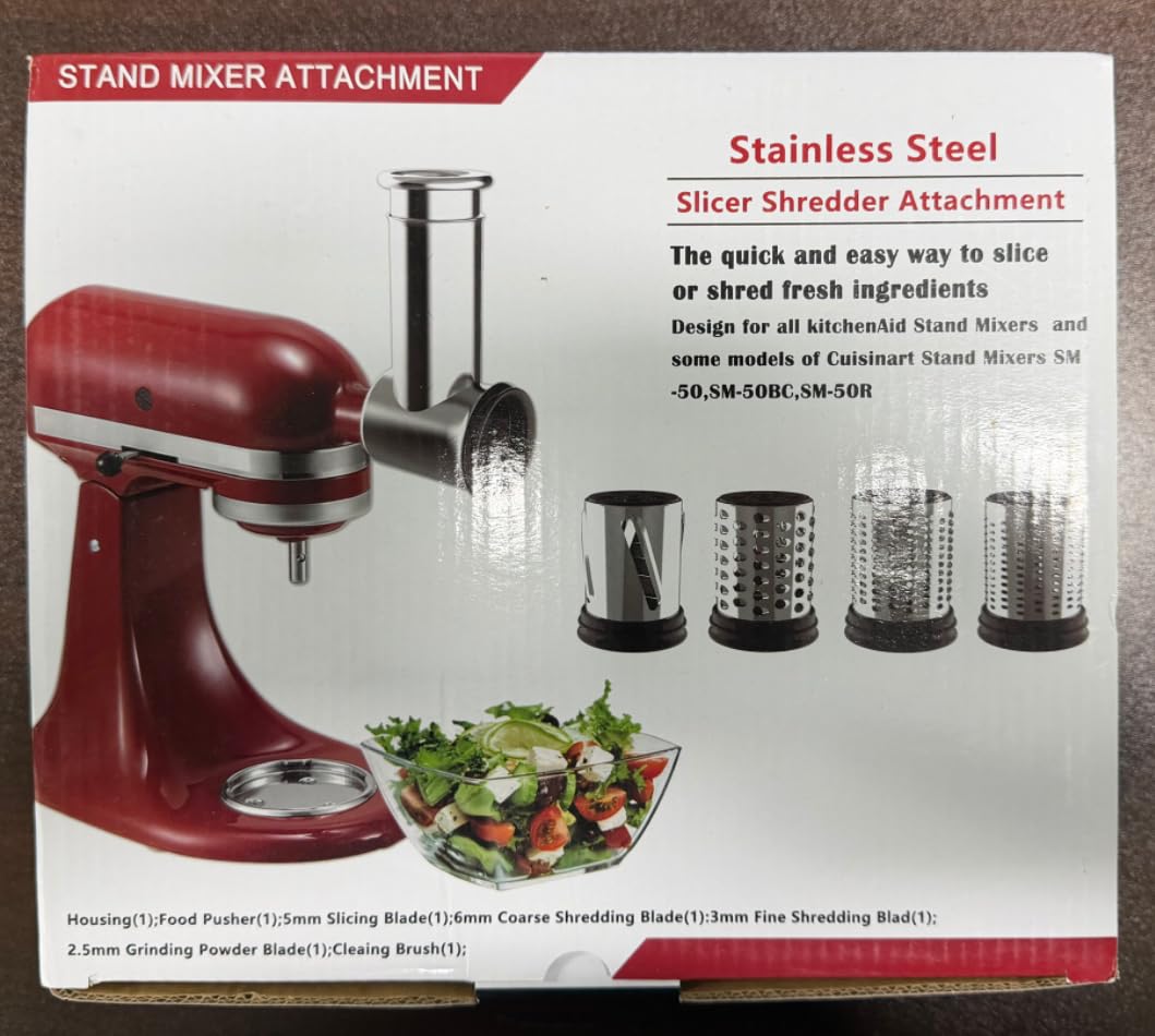 Slicer Shredder Aufsatz für Kitchenaid Standmixer | Edelstahl, Gemüseschredder, Käsereibe, Salatmacher, Chopper Mahlpulver Zubehör für Küchenhelfer